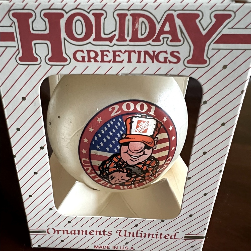 Vintage Glass Ornament "United We Stand 2001" Holiday Greetings